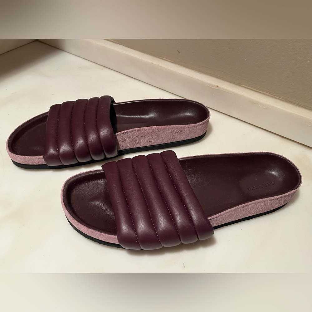 NWOT: ISABEL MARANT Women's HELLEA Burgundy Slide Sandals, Size EU 39 - Picture 3 of 8